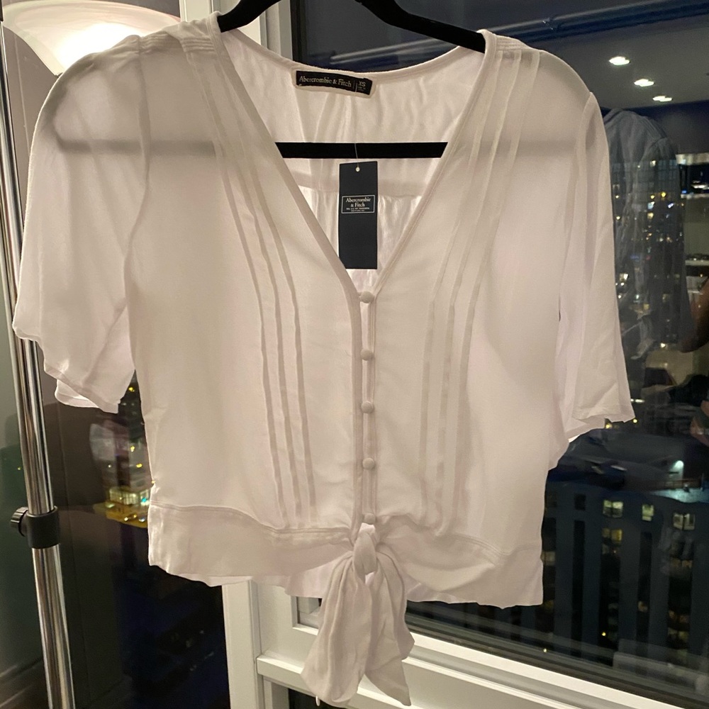 Abercrombie & Fitch white tie top XS NWT